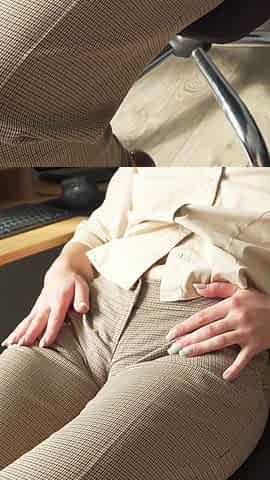 Naughty Colleague Seduces You with Her Fat Cameltoe in Trousers