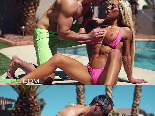 Large Breasts Blond Banging By The Pool