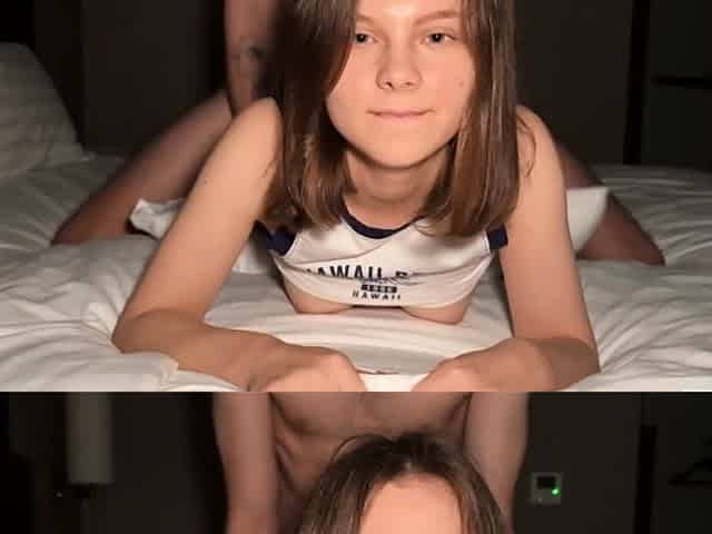 Pigtailed amateur teen blowjob
