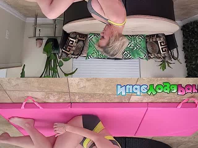 Breasty mother I'd like to fuck showing off during the time that doing yoga and masturbating alone.