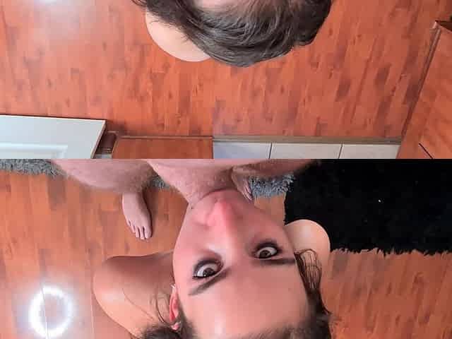 Slut get her toes coved in cum after deepthroat fucking, face slapping