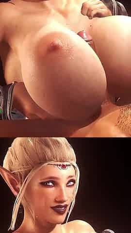 Cumming on a Barbarian's Boobs - 3D Porn