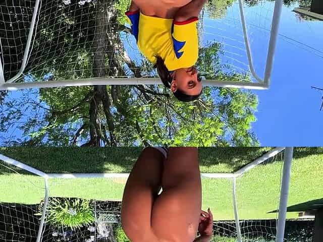 Busty Colombian Soccer Supporter Fucks Me on the Pitch