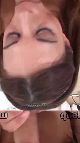 Hot brunette Eva Long POV deepthroat blowjob and cum swallow