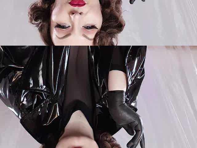 hawt pin up brunette hair mother I'd like to fuck fetish model and shiny gloves ASMR