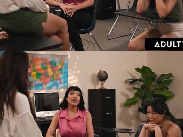 ADULT TIME - Closeted Lulu Chu 1st three-Way With Lesbo Teacher Chloe Amour & mother I'd like to fuck Little Puck