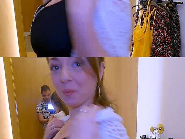 Risky sex in the fitting room with a horny Spanish woman /