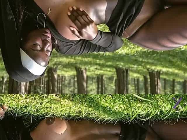 A ebony nun allowed herself to be cummed inside in the forest.[AI]