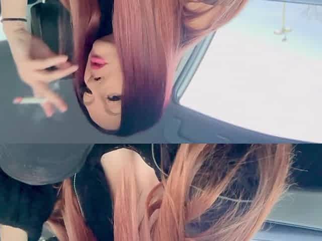 European hanging out Artemisia Love Smokin' lengthy hair in the car hot smoker solo angel look at me