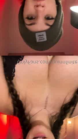 Busty curly brunette with big boobs fucks on couch