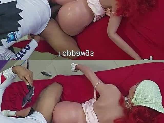 sex doll redhead prone bone screwing for a work out