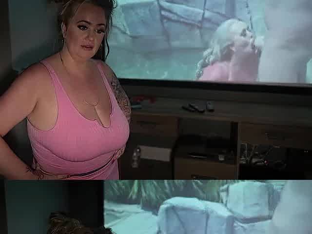 Kendra Kox Sucks Youthful Wang in theater when that babe catches him watching her porn !!!