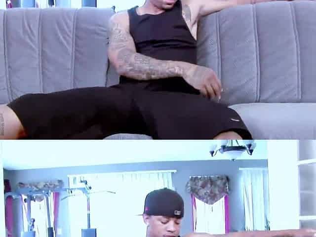 Black girl Dior Millian gags on J Strokes' thick ebony knob in advance of wild vagina pounding