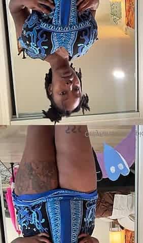 Chubby Ebony in Dress Showing Her Big Tits & Ass
