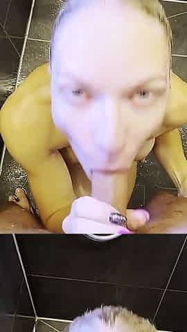 German Slim Step-sister with Big Tits Caught in Shower and Seduce to Fuck
