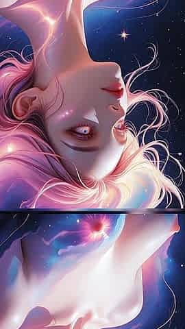 Cosmic Dream Goddess Nude Woman Floating in Surreal Fantasy Dreamscape Ai Art Slideshow