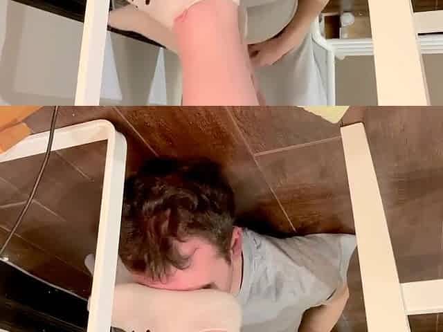 Girlfriend feet on my face after gym