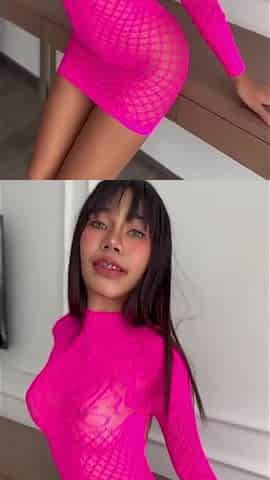 Johntronx - Sexy Thai Babe in Pink Fishnet Lingerie Sucks and Fucks My Cock