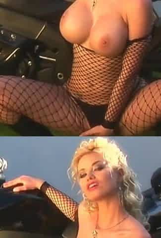 Straight nipples coming out of the net touches you on a parked motorcycle