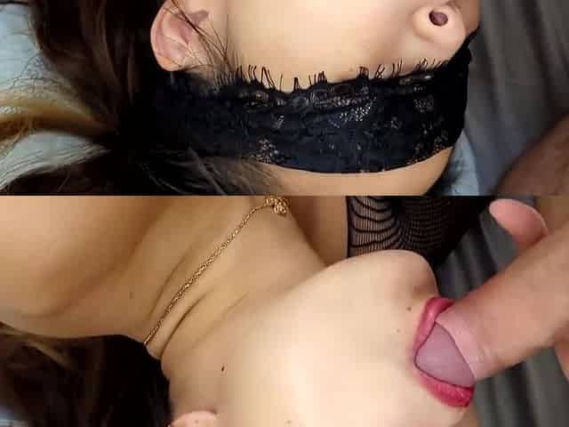 POV with a Seductive Asian Beauty in Fishnet and Cat Ears