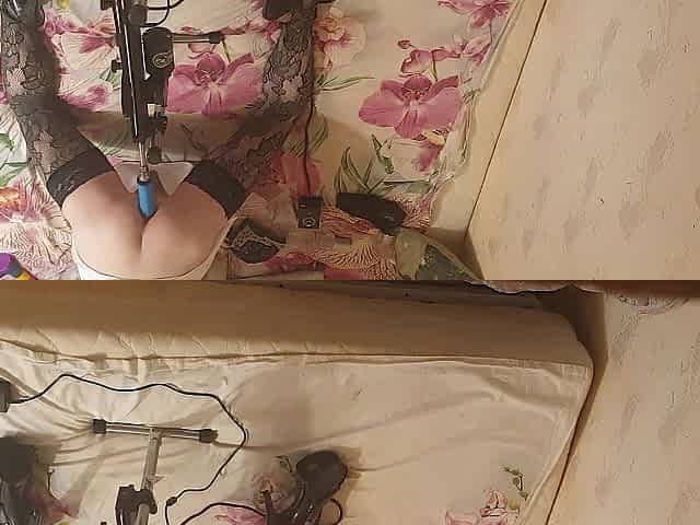 Cute femboy having sex with a screw machine