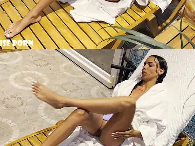 Tiny Lalin girl Oily Footjob Steamy Sauna Surprise
