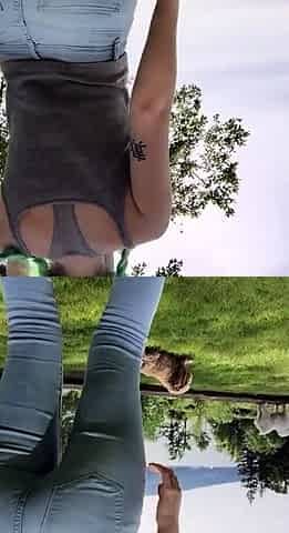 Webcam girl outdoors tanning and masturbating