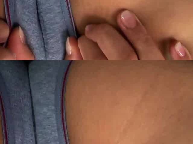 Asian teen beauty solo in bed