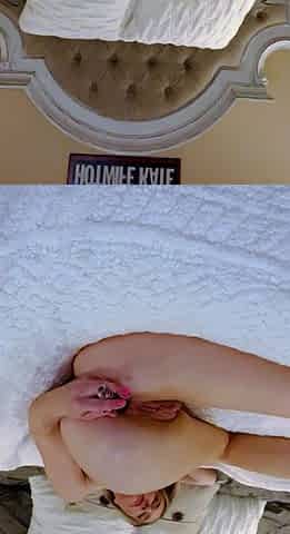 Amateur brunette chick toying her ass and pussy on webcam