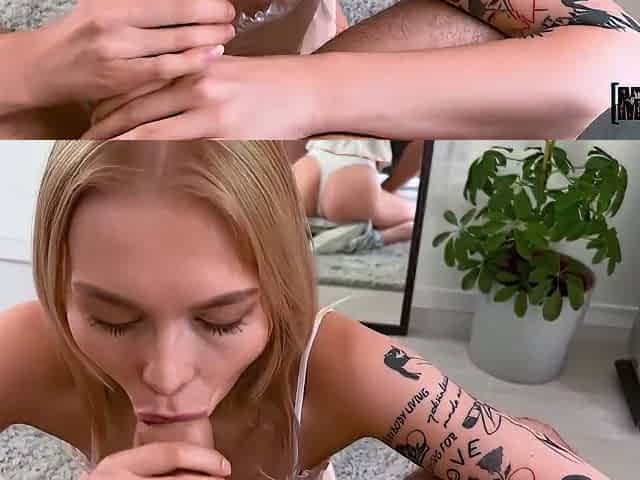 Tattooed Blonde Bimbo Gets Nicely Fucked On The Floor - Mimi Cica, Bimbo Blonde And Raul Costa