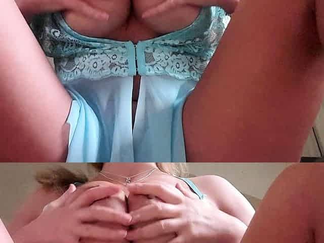 Glamour babe with big boobs masturbates in lingerie