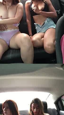 HORNY GIRLS RECORD THEMSELVES IN A TAXI ON THEIR WAY HOME