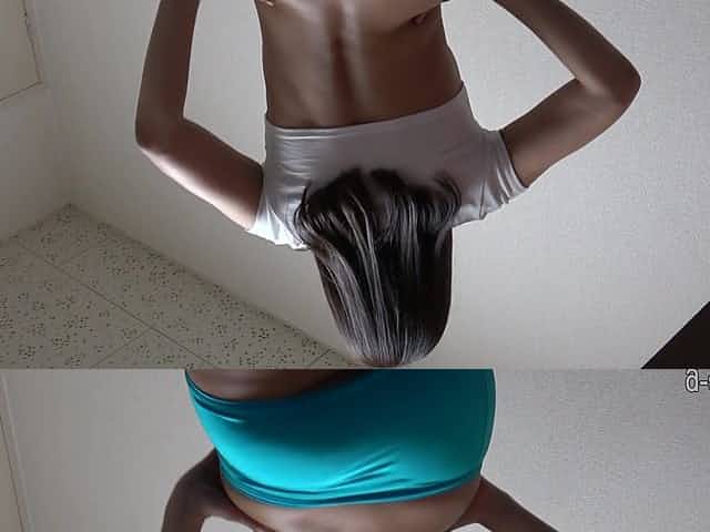 Miu Akemi undresses while stretching