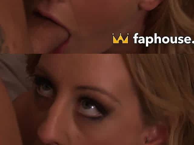 Wild guy pokes blond slut Lizzy London, receives deepthroat
