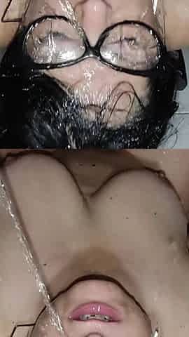Washing Cum off Her Face with Piss