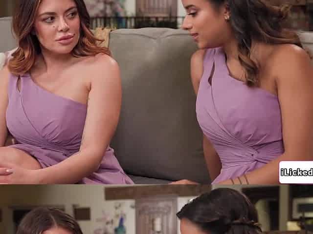 Lesbian stepdaughter confessed then licked her busty stepmom