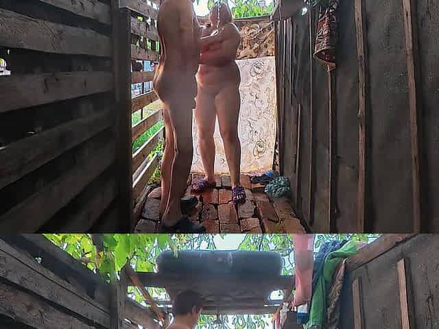 AllNaturalMe Outdoor Shower Session With Her Big Booty