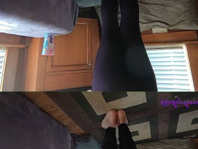 Daphne Tease Purple Leggings and Satin Top Shows Her Bum