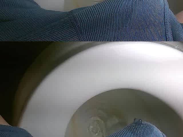 Pissing boxers on the biffy