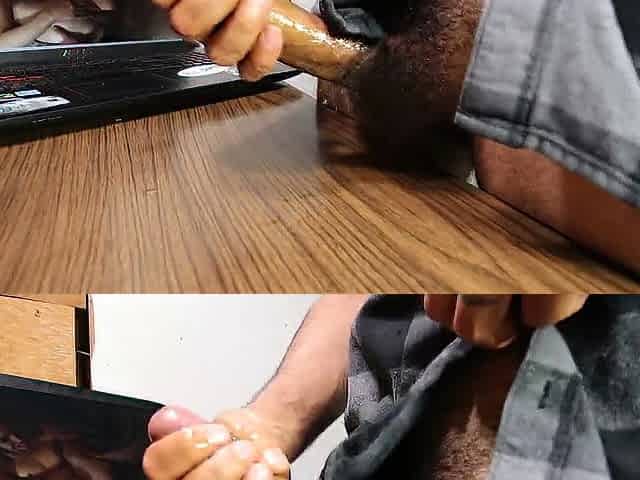 Stepmom watches me Wank to PornHub on my Laptop and watches me cum