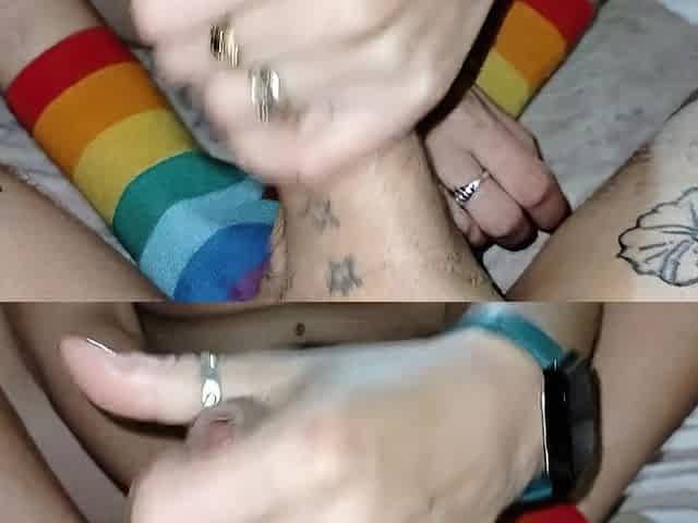 I called my neighbour to give me a footjob and my fetish is to cum on feet