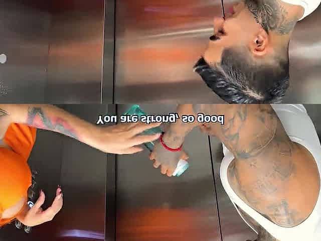 I meet my neighbor in the elevator and fuck her outdoors.