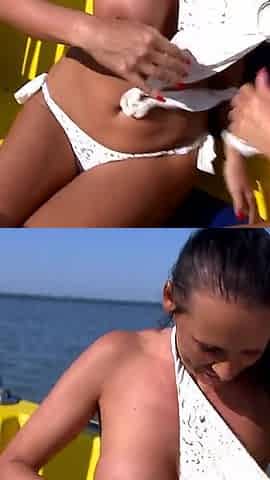 Boat Threesome Blonde Babes Suck and Fuck Outdoor