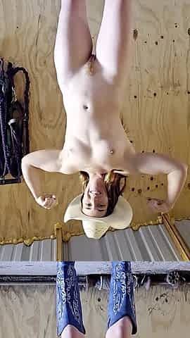 Redhead Shows off Naked Body Flexing
