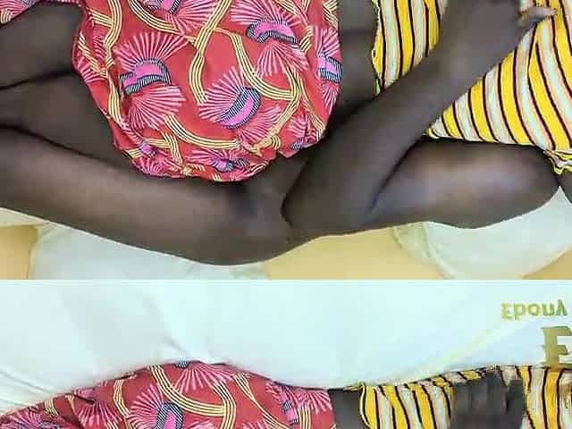 A youthful Afro cleaning woman appears to be relaxed about being screwed by her boss.