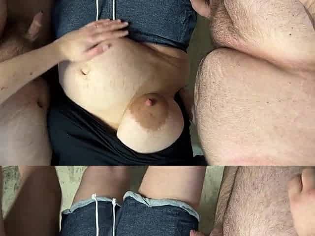 Large boobed bitch wife have a ribald no-jo-bag sex with 2 homeless mans