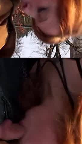 Mature woman having fun outside