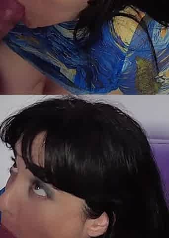 Wife and Lover Share a Blowjob, Hot Busty Mary Rider and Fattolandia Give a Deep Blowjob