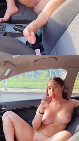 Gorgeous Latin babe masturbates in public