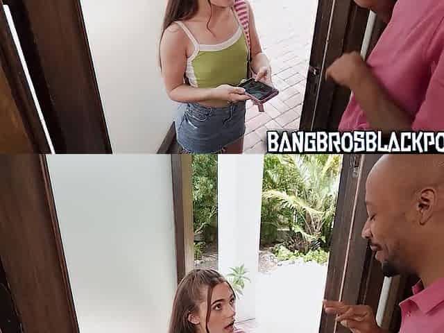 Cute teen wanted to watch if his ramrod was actually that large so that babe went knocking at his door!